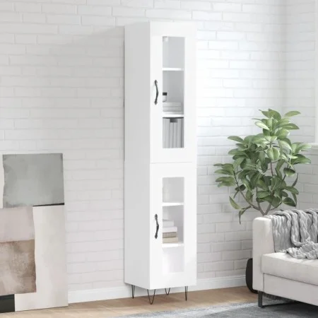 Aparador alto madera contrachapada blanco 34,5x34x180 cm de , Aparadores - Ref: Foro24-3199457, Precio: 99,75 €, Descuento: %