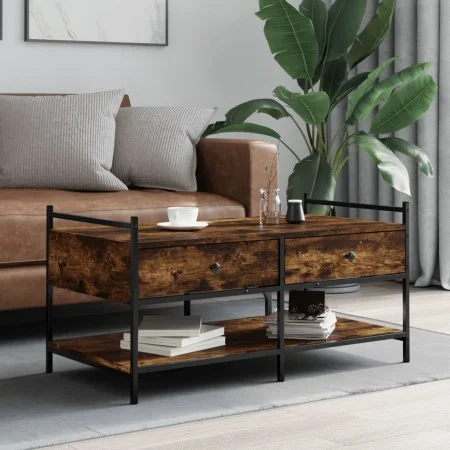 Mesa de centro madera de ingeniería roble ahumado 99x50x50 cm by , Coffee table - Ref: Foro24-833962, Price: 70,57 €, Discoun...