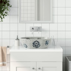 Ovale Aufsatzwaschbecken aus grauem und blauem Keramik 47x33x13 cm. von , Sinkt - Ref: Foro24-155067, Preis: 129,83 €, Rabatt: %