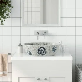 Ovale Aufsatzwaschbecken aus grauem und blauem Keramik 47x33x13 cm. von , Sinkt - Ref: Foro24-155067, Preis: 127,86 €, Rabatt: %