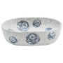 Lavabo sobre encimera ovalado cerámica gris y azul 47x33x13 cm