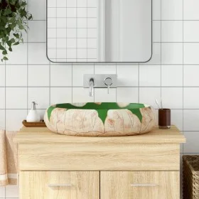 Lavabo sobre encimera ovalado cerámica verde marrón 59x40x15 cm by , Sinks - Ref: Foro24-155086, Price: 150,21 €, Discount: %