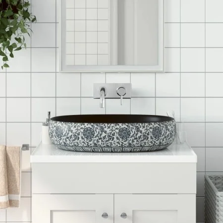 Lavabo sobre encimera ovalado cerámica negro y azul 59x40x14 cm by , Sinks - Ref: Foro24-155115, Price: 142,57 €, Discount: %