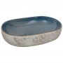 Ovale Aufsatzwaschbecken aus sandfarbener und blauer Keramik, 59x40x14 cm. von , Sinkt - Ref: Foro24-155099, Preis: 157,57 €,...
