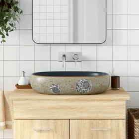 Lavabo sobre encimera ovalado arena y azul cerámica 59x40x14 cm by , Sinks - Ref: Foro24-155103, Price: 146,11 €, Discount: %