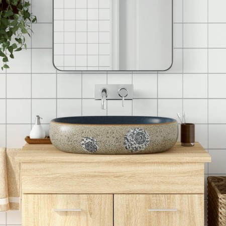 Ovale Aufsatzwaschbecken aus Sand- und Blaukeramik 59x40x14 cm. von , Sinkt - Ref: Foro24-155103, Preis: 148,58 €, Rabatt: %