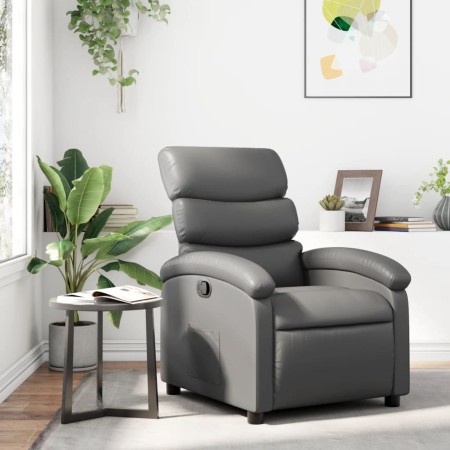 Sillón reclinable de cuero sintético gris by , Armchairs - Ref: Foro24-371716, Price: 197,63 €, Discount: %