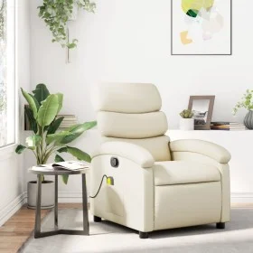 Sillón reclinable de masaje cuero sintético crema by , Armchairs - Ref: Foro24-371721, Price: 202,38 €, Discount: %