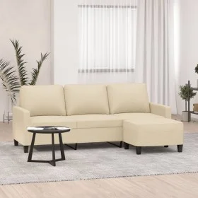 3-seater sofa with cream fabric ottoman 180 cm by , Sofas - Ref: Foro24-3201039, Price: 308,61 €, Discount: %