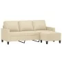 3-seater sofa with cream fabric ottoman 180 cm by , Sofas - Ref: Foro24-3201039, Price: 308,61 €, Discount: %