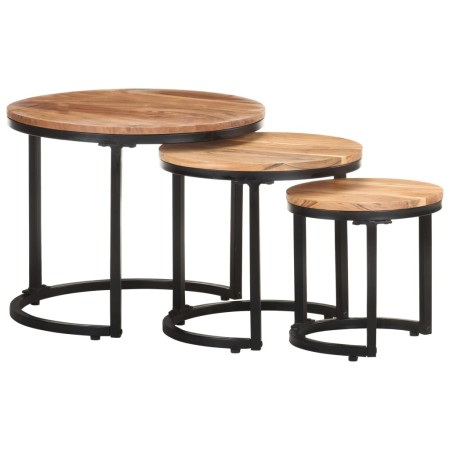 Set of 3 solid acacia wood side tables by , Side tables - Ref: Foro24-320687, Price: 114,32 €, Discount: %