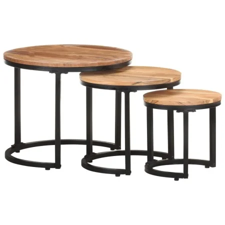 Set of 3 solid acacia wood side tables by , Side tables - Ref: Foro24-320687, Price: 112,40 €, Discount: %