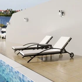 Sonnenliegen mit Tisch aus schwarzem synthetischem Rattan von vidaXL, Liegen - Ref: Foro24-42491, Preis: 318,30 €, Rabatt: %