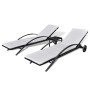 Tumbonas con mesita de ratán sintético negro de vidaXL, Tumbonas - Ref: Foro24-42491, Precio: 324,20 €, Descuento: %
