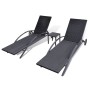 Tumbonas con mesita de ratán sintético negro de vidaXL, Tumbonas - Ref: Foro24-42491, Precio: 324,20 €, Descuento: %