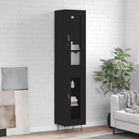 Aparador de madera contrachapada negro 34,5x34x180 cm | Foro24.es | Tu tienda online para hogar, jardín y más Foro24.es