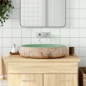 Grünbraunes ovales Aufsatzwaschbecken aus Keramik, 59 x 40 x 15 cm von , Sinkt - Ref: Foro24-155077, Preis: 168,53 €, Rabatt: %