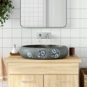 Oval gray ceramic countertop sink 59x40x15 cm by , Sinks - Ref: Foro24-155089, Price: 118,99 €, Discount: %