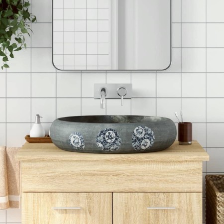 Ovales Aufsatzwaschbecken aus Keramik grau 59x40x15 cm von , Sinkt - Ref: Foro24-155089, Preis: 118,99 €, Rabatt: %