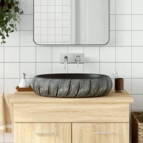 Oval black and grey ceramic countertop sink 59x40x15 cm by , Sinks - Ref: Foro24-155080, Price: 141,81 €, Discount: %