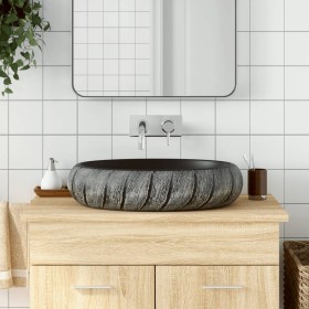 Ovales Aufsatzwaschbecken aus Keramik in Schwarz und Grau 59x40x15 cm von , Sinkt - Ref: Foro24-155080, Preis: 144,11 €, Raba...
