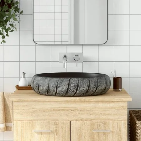 Oval black and grey ceramic countertop sink 59x40x15 cm by , Sinks - Ref: Foro24-155080, Price: 141,81 €, Discount: %