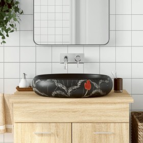 Lavabo sobre encimera ovalado cerámica negro 59x40x15 cm de , Lavabos - Ref: Foro24-155082, Precio: 141,68 €, Descuento: %