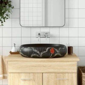 Oval black ceramic countertop sink 59x40x15 cm by , Sinks - Ref: Foro24-155082, Price: 139,67 €, Discount: %