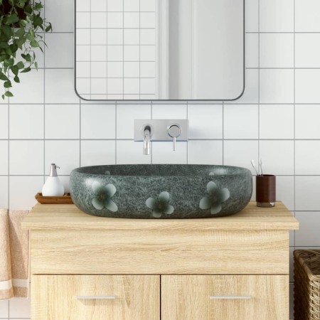 Lavabo sobre encimera ovalado cerámica azul 59x40x14 cm de , Lavabos - Ref: Foro24-155105, Precio: 138,50 €, Descuento: %