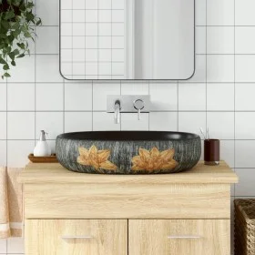 Lavabo sobre encimera ovalado cerámica gris y negro 59x40x14 cm de , Lavabos - Ref: Foro24-155107, Precio: 136,49 €, Descuent...