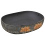 Lavabo sobre encimera ovalado cerámica gris y negro 59x40x14 cm