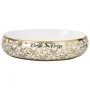 Oval white and gold ceramic countertop sink 59x40x15cm by , Sinks - Ref: Foro24-155111, Price: 182,90 €, Discount: %
