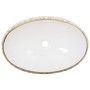 Lavabo sobre encimera ovalado cerámica blanco dorado 59x40x15cm
