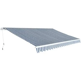 Folding manual awning, 500 cm, blue and white. by vidaXL, Awnings - Ref: Foro24-42154, Price: 501,51 €, Discount: %