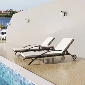 Brown synthetic rattan sun loungers with table by vidaXL, Loungers - Ref: Foro24-42490, Price: 305,94 €, Discount: %