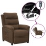 Sillón reclinable eléctrico de tela marrón