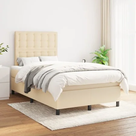 Box spring bed with cream fabric mattress 120x200 cm by , Beds and slatted bases - Ref: Foro24-3142086, Price: 417,12 €, Disc...