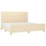 Bed frame with cream fabric headboard 200x200 cm by , Beds and slatted bases - Ref: Foro24-3125410, Price: 259,25 €, Discount: %