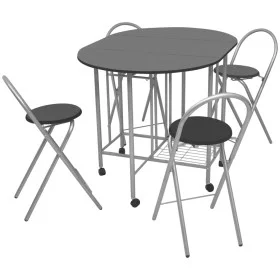 Conjunto de comedor plegable 5 piezas MDF negro by vidaXL, Furniture sets for kitchens and dining rooms - Ref: Foro24-243902,...