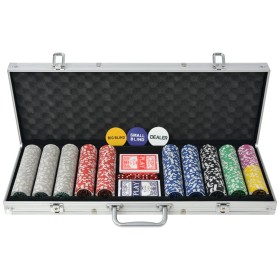 Juego de Póker con 500 fichas láser maletín de aluminio
