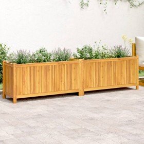 Jardinera con forro madera maciza de acacia 199x38,5x50 cm