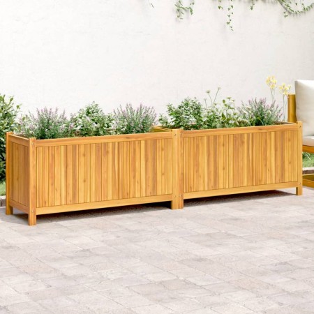 Jardinera con forro madera maciza de acacia 199x38,5x50 cm