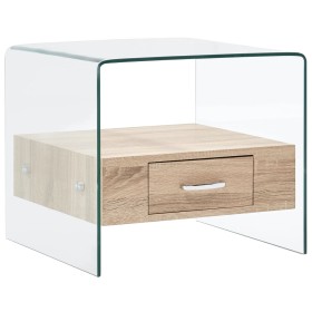 Mesa de centro con cajón vidrio templado 50x50x45 