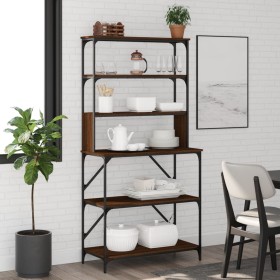 Kitchen shelf 6 levels oak wood brown 90x40x180 cm by , Kitchen utensil containers - Ref: Foro24-834224, Price: 109,40 €, Dis...