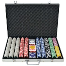 Juego de Póker con 1000 fichas láser maletín de aluminio