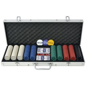 Poker game with 500 chips in aluminum case by vidaXL, Poker cases and chips - Ref: Foro24-80180, Price: 39,25 €, Discount: %