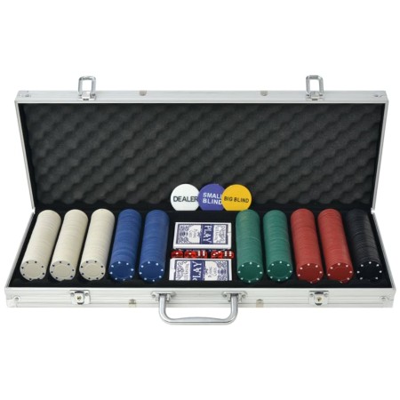 Poker game with 500 chips in aluminum case by vidaXL, Poker cases and chips - Ref: Foro24-80180, Price: 39,25 €, Discount: %