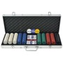 Poker game with 500 chips in aluminum case by vidaXL, Poker cases and chips - Ref: Foro24-80180, Price: 39,25 €, Discount: %