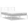 Estructura de cama de metal con cabecero blanca 150x200 cm de , Camas y somieres - Ref: Foro24-372230, Precio: 99,01 €, Descu...