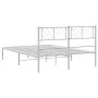 Estructura de cama de metal con cabecero blanca 150x200 cm de , Camas y somieres - Ref: Foro24-372230, Precio: 99,01 €, Descu...
